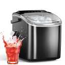 Ice Maker Countertop, Efficient Easy Carry Ice Machine, Self-Cleaning Ice Maker with Ice Scoop & Basket, 9pcs/ 8mins 26.6Lbs Per Day for Home/Office/Kitchen,Black (26LBS/DAY)