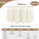 Fitable 6 Pack Ivory Round Tablecloths - 120 Inches in Diameter - Stain Resistant and Washable Table Clothes, Polyester Fabric Table Covers for Wedding, Party, Banquet, Formal Events