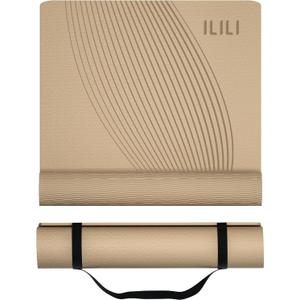ILILI Yoga Mat, TPE Exercise Mat, Tear-Resistant, Fitness Yoga Mat with Carrying Strap, 72''x25''0.3''(8mm), Ideal for Yoga, Pilates, Home Workouts, Stretching & All Fitness Routines