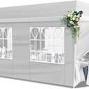 10x30 FT White Canopy Party Tent, Outdoor Waterproof Wedding Canopy with 8 Sidewalls & 2 Zippered Doors for Birthday Parties, Gazebo Shelter for Events&Commercial Use Tent