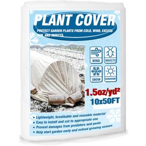 Gardzen 1.5 oz Plant Covers Freeze Protection, Reusable 10ft x 30ft Floating Row Covers, Thicker Frost Blankets for Outdoor Plants, Pests Protection, White