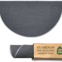 Charcoal 5 ft HalfRound Fiberglass Hearth Rug  Fireproof 1000F Protection, NFPA Class1 Certified, 50% Thicker, NonSlip Vinyl Backing  Indoor/Outdoor Fireplace