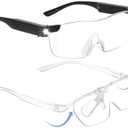 OKH Hands Free Magnifying Glasses with Light, Blue Light Blocking 160% Magnification and Dual LED Lights, Includes flip up Magnifying Glasses for Close Work, Reading, Crafts 1 Pack