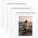 KINLINK 5x7 Picture Frame White, Solid Wood Frames with Acrylic Plexiglass for Pictures 4x6 With Mat or 5x7 Without Mat,Tabletop and Wall Display Photo Frame Set of 4