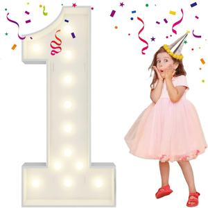 4FT Light Up Numbers Letters, Mosaic Numbers for Balloons, Giant Marquee Numbers, Mosaic Balloon Number 1 for 1st Birthday Decorations, Anniversary Decorations, Wedding Party Decor