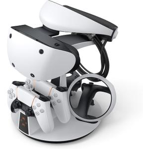 KIWI design D2 3in1 Controller Charging Station for PSVR2 and PS5 with VR Display Stand and LEDCharging Indicator