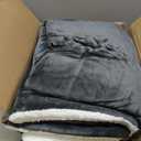 UGG Nita Throw Blanket for Bed, Soft Reversible Plush Throw for Couch and Living Room, Cozy Fluffy Blanket, Washable Bedding, Home Decor, 50-inch x 70-inch, Charcoal Grey