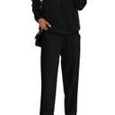 PRETTYGARDEN Long Sleeve Half Zip Sweatsuits Women 2 Piece Outfit Fall 2026 Casual Sweatshirt Sweatpants Lounge Set Tracksuit (Black, Small)