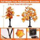 Fall Decor 2 Pack 24 Inch Prelit Fall Maple Tree with 48 LED Lights Battery Operated Timer Light Up Artificial Maple Acorn Tree for Fall Thanksgiving Tabletop Home Indoor Halloween Decor