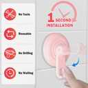 TACGEA Suction Cup Hooks for Shower, Powerful Vacuum Shower Hook for Towel, Robe, Loofah - Reuseable and Removeable Bathroom Hook, Pink, 4 Pack