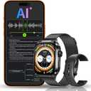 AI Smart Watch with Voice Recorder, Transcribe & Summarize with AI for Meetings, App Control, Supports 135 Languages, 2.13" AMOLED Display, Health, Fitness & Sleep Tracker, 80+ Workout Modes, Black