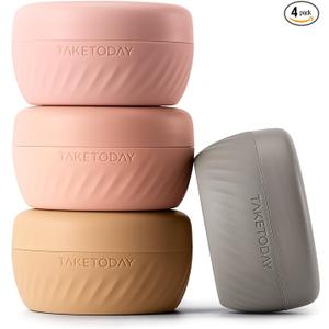TakeToday Travel Containers for Toiletries, 2oz, 4 Pack, Apricot | Air Travel Leak-Proof, TSA Approved, Silicone Jars with Lid, for Cosmetics & Toiletries