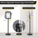 Dyna-Living Sign Stands for Display 8.5 x 11 Inch, 8 Packs Adjustable Sign Holder Stands, Pedestal Sign Holder with Heavy Duty Base for Sign Standing Display, 360 Rotation Floor Standing Sign Holder