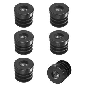 6-Pack Inserts for Round Tubes with M8 Thread, 1" (25mm) OD Plastic Tube Insert for Chair/Table/Caster, Tubing End Cap Floor Protectors Metal Furniture Legs Glide Plug