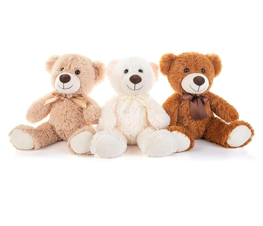 MorisMos 3 Packs Teddy Bears Bulk Stuffed Animals, Cute Small Teddy Bear Plush Toys, Little Stuffed Bear for Kids on Centerpiece Baby Shower, 14 Inches