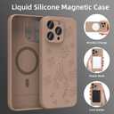 OAOA Magnetic Engraved Case Compatible with iPhone 15 Pro Case, Compatible with Magsafe, Camera All-Round Protection, Slim Liquid Silicone Phone Case for Women Girls, Light Brown Castle