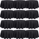 Tudomro 12 Pack Polyester Round Tablecloth 120 Inches Black Table Cloths Resistant Spill Proof Washable Tablecloth for Party, Wedding Reception, Restaurant Banquet, BBQ, Dinner Table