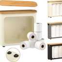 Toilet Paper Storage with Bamboo Lid,Foldable Basket Organizer for Bathroom, Holds 9 Mega/12 Regular Rolls, Waterproof Toilet Paper Holder Storage with Non-Slip Base,Beige