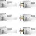 Door Handle with Lock, Passage, 6 Pack, Silver