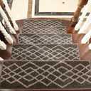 COSY HOMEER Soft Stair Treads 15pcs Non-Slip Carpet Mat 28inX9in Indoor Stair Runners for Wooden Steps,Stair Rugs for Kids and Dogs, 100% Polyester TPE Backing Brown,Rhombus