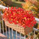 Fake Fall Flowers Artificial for Decoration, 12 Bundles Faux Plants Silk Orange Flowers Morning Glory Petunias Realistic UV Resistant for Outdoors Planter Porch Patio Window Box, Sunset