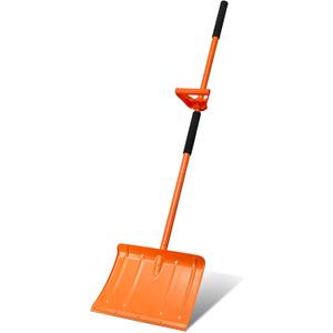 67 Inch Heavy Duty Snow Shovel with Ergonomic Labor-Saving Tool Handle Large Capacity Shovel for Snow Removal Snow Shovel for Driveway Rooftop Outdoor, Orange