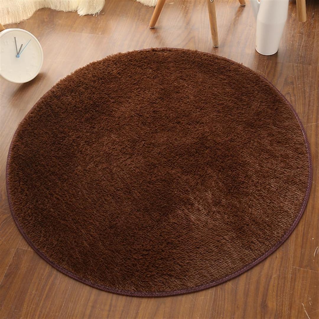 Plush Round Rug Soft Indoor Modern Area Rugs Yoga Mat for Children Bedroom Home Decor Nursery Coffee 4.3 Feet