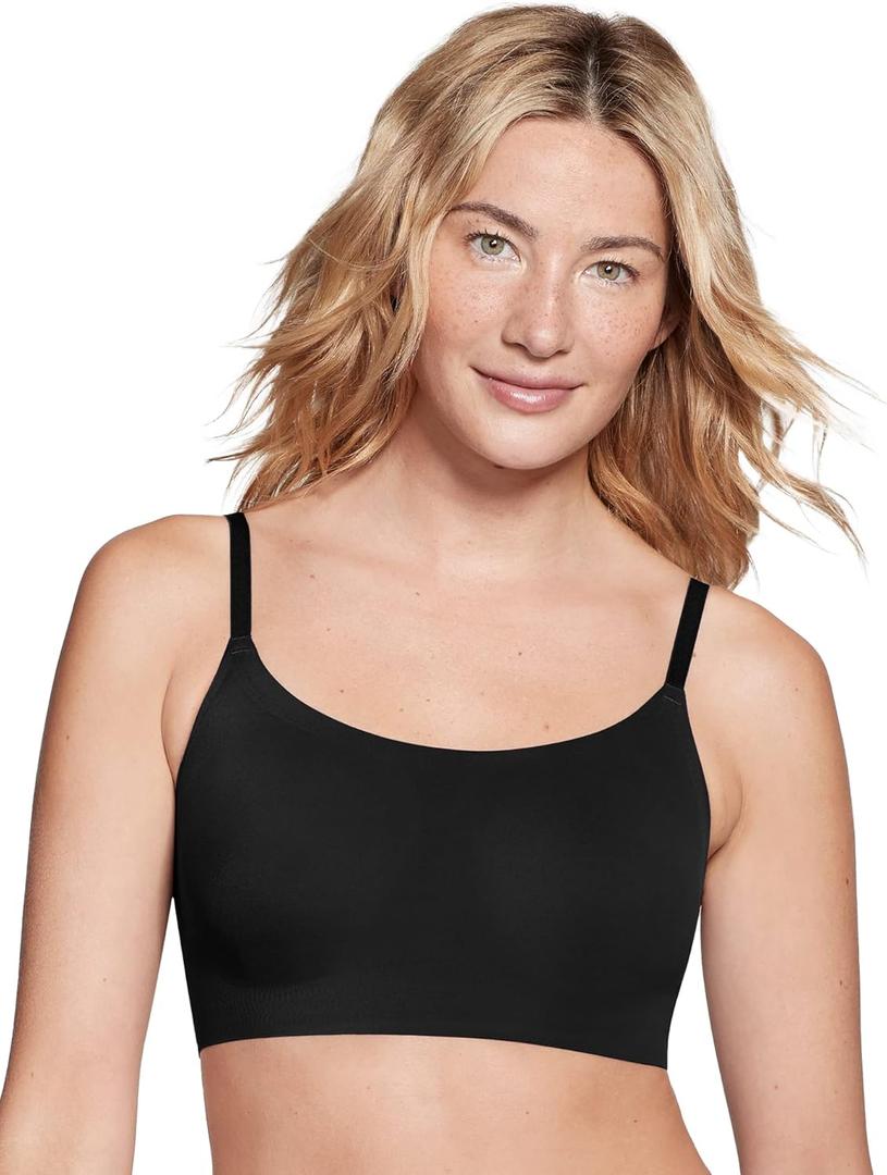 True & Co Women's Skinny Strap Ballet Bralette (Medium, Black)