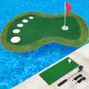 Floating Golf Green for Pool, Floating Chipping Green Mat with Ball Retriever for Pool/Lake, No Drifting Floating Golf Putting Turf Game Set for Golfers
