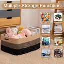 OIASKET Large Storage Basket for Organizing, Woven Rope Basket for Shelves, Closet Organizer Bins for Clothes, Blanket, Toys, Baby Nursery Storage, 17.7" x 13" x 7.87", 2 Packs Black & Brown