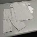 Burt's Bees Baby Unisex Baby Honeysoft 2 Pc Pajamas, Jersey Slub Short Sleeve Tee and Pant Set, Organic Cotton & Lyocell Blend (5T, Feather)