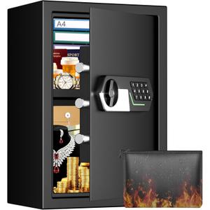 3.4 Cuft Large Home Safes with Fireproof Waterproof Bag, Digital Security Safe Box with Keypad Key and Removable Shelf, Anti-Theft Document Safe for Home Money Valuables