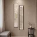 Framed Neutral Beige Abstract Vertical Wall Art Set for Hallway, 2 Piece