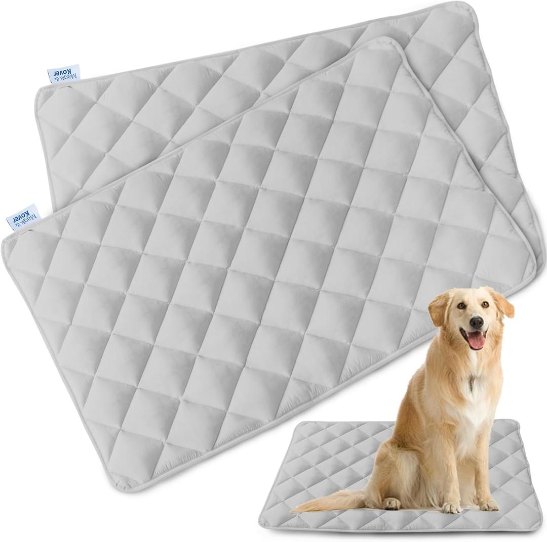 Magik & Kover Dog Crate Pad 2 Pack (30" x 19"), Soft Dog Crate Mat with Anti-Slip Bottom, Machine Washable Kennel Pad, Fits 30 Inch, Grey (30 x 19 Inch)
