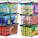 iSPECLE Freezer Organizer Bins - 6 Pack Adjustable & Extra Large Chest Freezer Organizer Bins for 5 to 9 Cu.Ft Deep Freezer, Easy Organize Basket Store More, Stackable No Wasted Space, Black