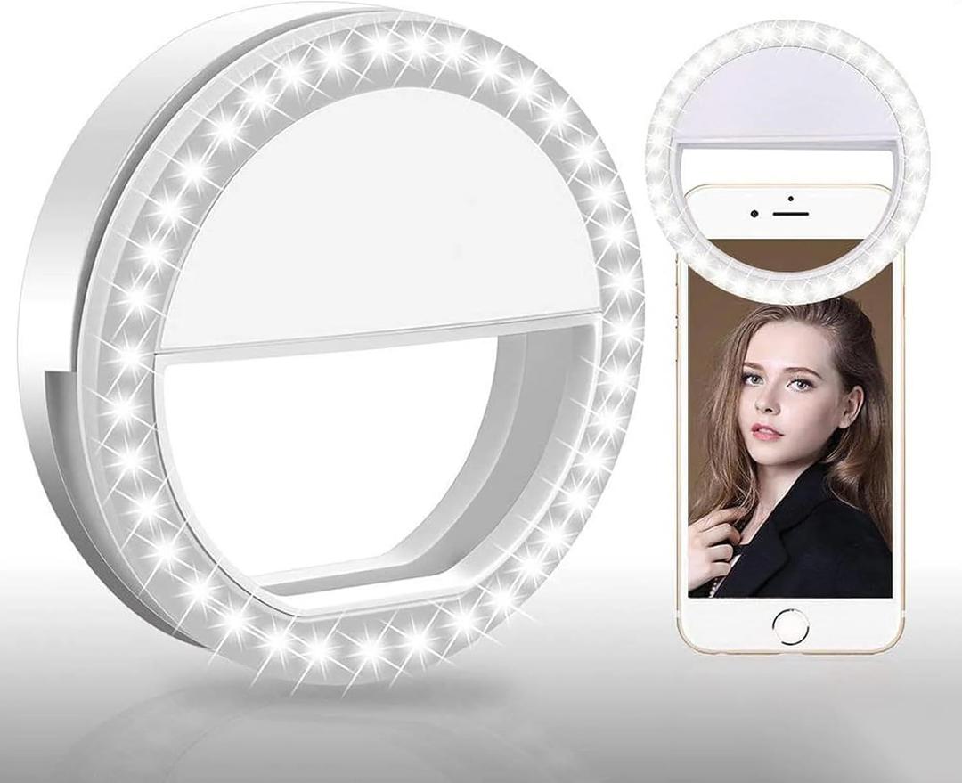 Generic LED Selfie Ring Light for iPhone and Android, Portable Ring Light with 3 Light Levels, Rechargeable, USB Cable, Photography Video Production Tiktok Content Creation