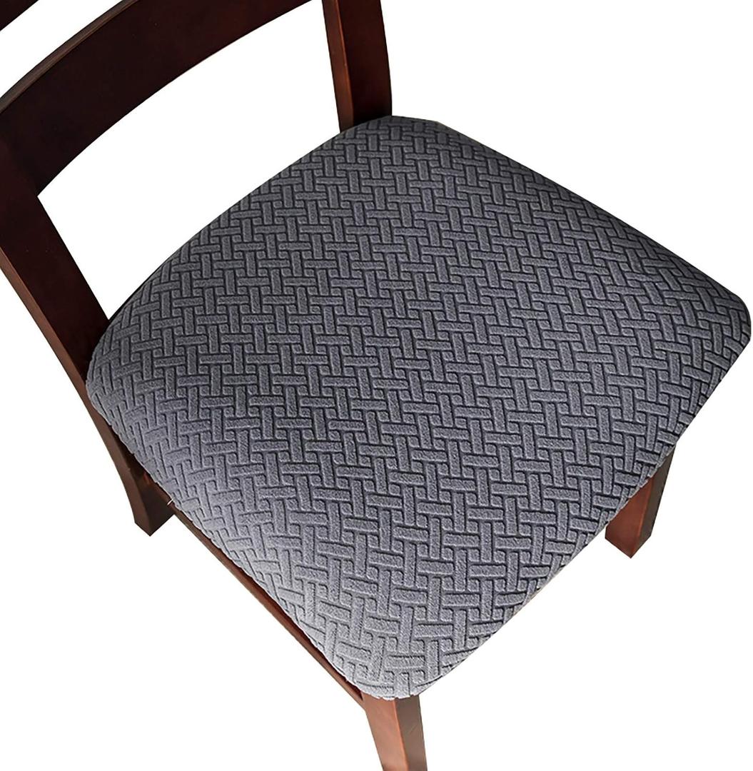 Genina Seat Covers for Dining Room Chair Seat Slipcovers Kitchen Chair Covers (Dark Gray, 4 Pcs)