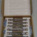 Goo-Ki 6 Pack 5 Inch Center to Center Antique Brass Cabinet Pulls Knurled Grip & Circular End Caps for Vintage Furniture