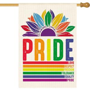 AVOIN colorlife Pride Rainbow House Flag 28x40 Inch Double Sided, LGBTQ+ Community Progress Yard Outdoor Flag
