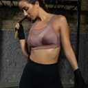 ZeroBound Women's Sports Bra High Impact Large Bust Full Coverage Workout Bras Adjustable Wirefree NO Padded Bra (48C, Amber)