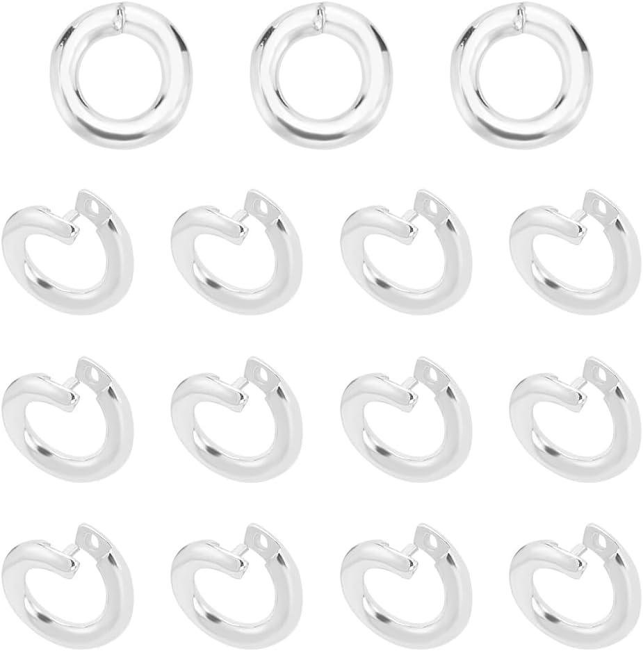 PH PandaHall 15pcs 925 Sterling Silver Locking Jump Rings, Round Locking Jump Rings, OD 6mm ID 3.3mm Circle Clasp Ring Connector Open End Jump Rings for Necklace Bracelet Keychain Jewelry Making