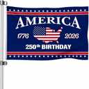 250 Anniversary USA Flag 3x5 250 Year America Anniversary Flag for Outside 1776-2026 4th of July Patriotic Decorations Yard Signs Banner for Room Wall Outdoor House with Brass Grommets Map Design.