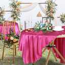 1 Pack 90 Inch Round Satin Tablecloth Hot Pink Satin Table Cover, Overlay Silky Tablecloth Dining Table Cloths for Wedding, Party, Banquet, Events, Reception, Dinner