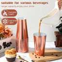 Jingmore 100 Pack 16 oz Disposable Plastic Cups Aluminum Party Tumbler Stackable Plastic Drinking Cups for Hot Cold Drinks Coffee Cocktail Beverage for Wedding Birthday Graduation Picnic(Rose Gold)