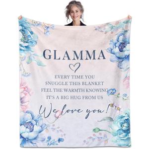 Glamma Gifts, Glamma Birthday Gifts, Glamma Blanket 60" x 50", Grandma Gifts for Glamma, Mother's Day Glamma Gifts, Glamma Gifts from Grandkids, Gifts for Glamma Christmas