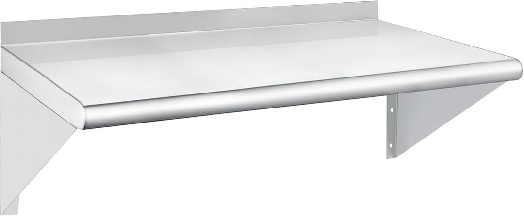 HARDURA Stainless Steel Shelf 14" x 24", 240lb Commercial Shelves Wall Mount Metal Shelving with Backsplash and Brackets for Kitchen, Restaurant, Laundry Room and Home