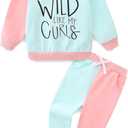 Toddler Baby Girl Clothes Fall Winter Long Sleeve Sweatshirt with Pants Set Girls Cute Print Outfits 6M-4Years (3-4T, Wild Green)