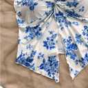 SOLY HUX Women's Floral Print Twist Split Tube Crop Top Strapless Sleeveless Asymmetrical Hem Vacation Tops (S)