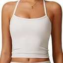 Womens Workout Tops Cross Back Padded Color Block Longline Sports Bras for Women Tank Tops with Built in Bras Square Neck Crop Gym Yoga Active Wear Athletic Work Out Sports Bra Top Bone S