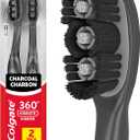 Colgate 360 Vibrate Charcoal Battery Operated Toothbrush Pack, Soft with 1 AAA Battery Included, Black, 2 Count